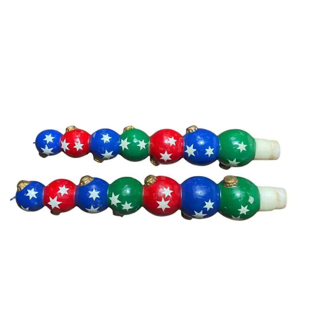 Department 56 (2) Vintage Christmas Taper Candles Colorful Ornament Stack